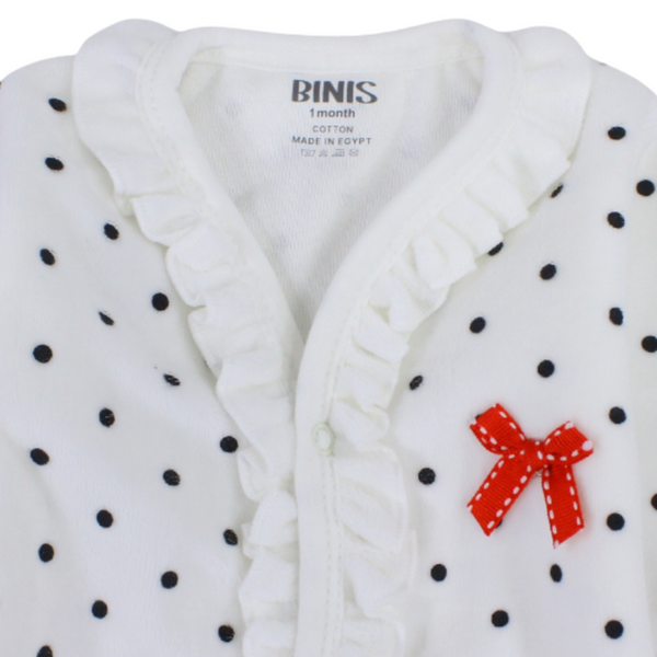 Baby Girls Velvet Baby Footie – Red Bow Ruffled Design