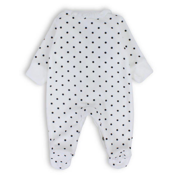 Baby Girls Velvet Baby Footie – Red Bow Ruffled Design