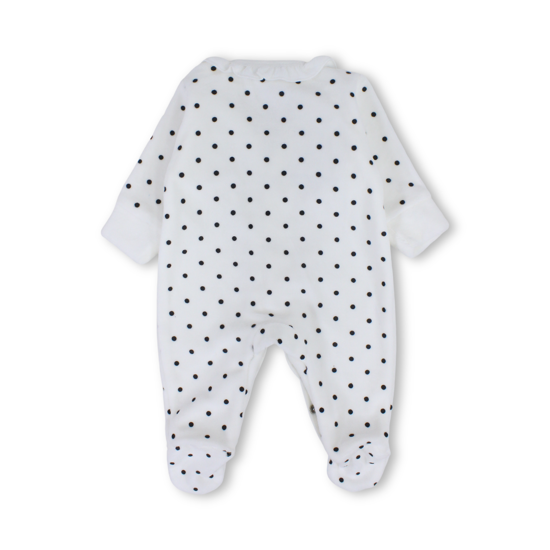 Baby Girls Velvet Baby Footie – Red Bow Ruffled Design