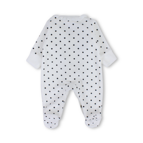 Baby Girls Velvet Baby Footie – Red Bow Ruffled Design