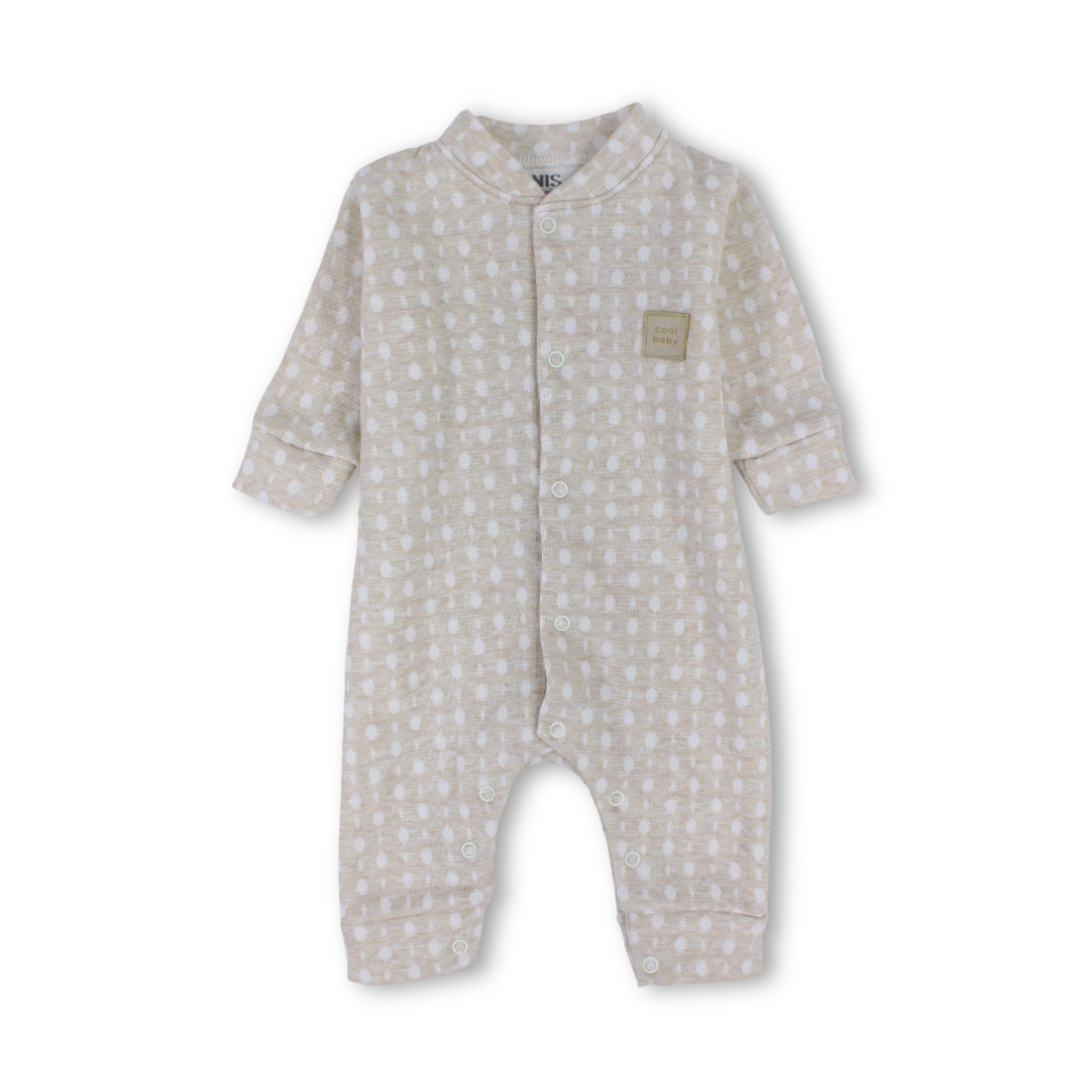 Baby Boys Cotton Footless Onesie – Beige