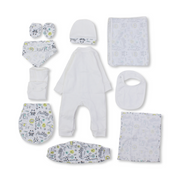 Baby Boys Cotton Gift Clothes Box – Off-White with Animals Print (0-3m)