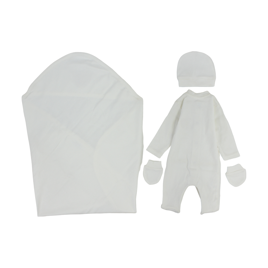 Baby Girls Cotton Gift Cothes Box – Off-White with Heart Design