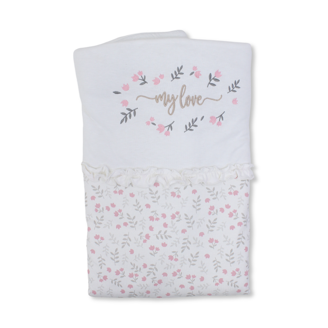 Cotton Baby Duvet – Off-White with "My Love" Embroidery