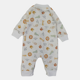 Baby Boys' Cotton Onesie – Off-White with Animal Print