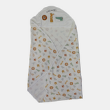 Baby Boys' Cotton Blanket – Off-White with Animal Print