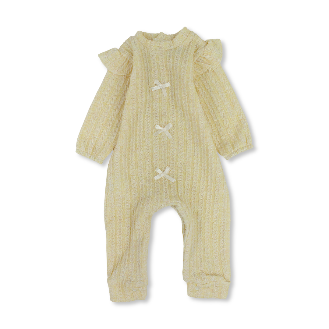 Baby Girls Cotton Baby Footie – Bows Design - Clothing - Berceau