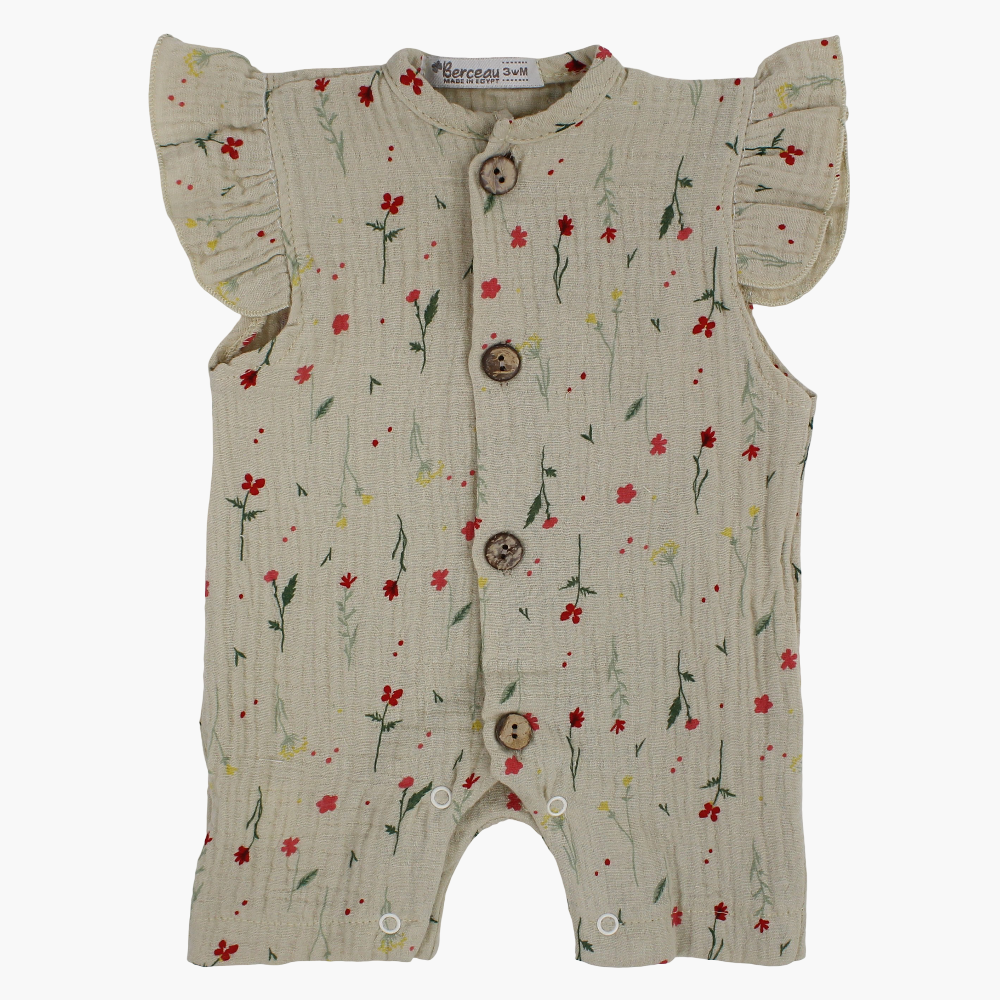 Baby Girls Cotton Romper – Floral Print