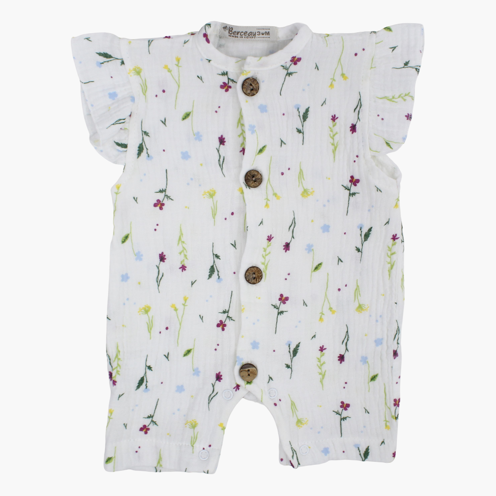 Baby Girls Cotton Romper – Floral Print