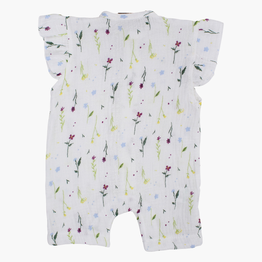 Baby Girls Cotton Romper – Floral Print