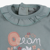 Baby Girls Cotton Romper – Ocean Flower Design