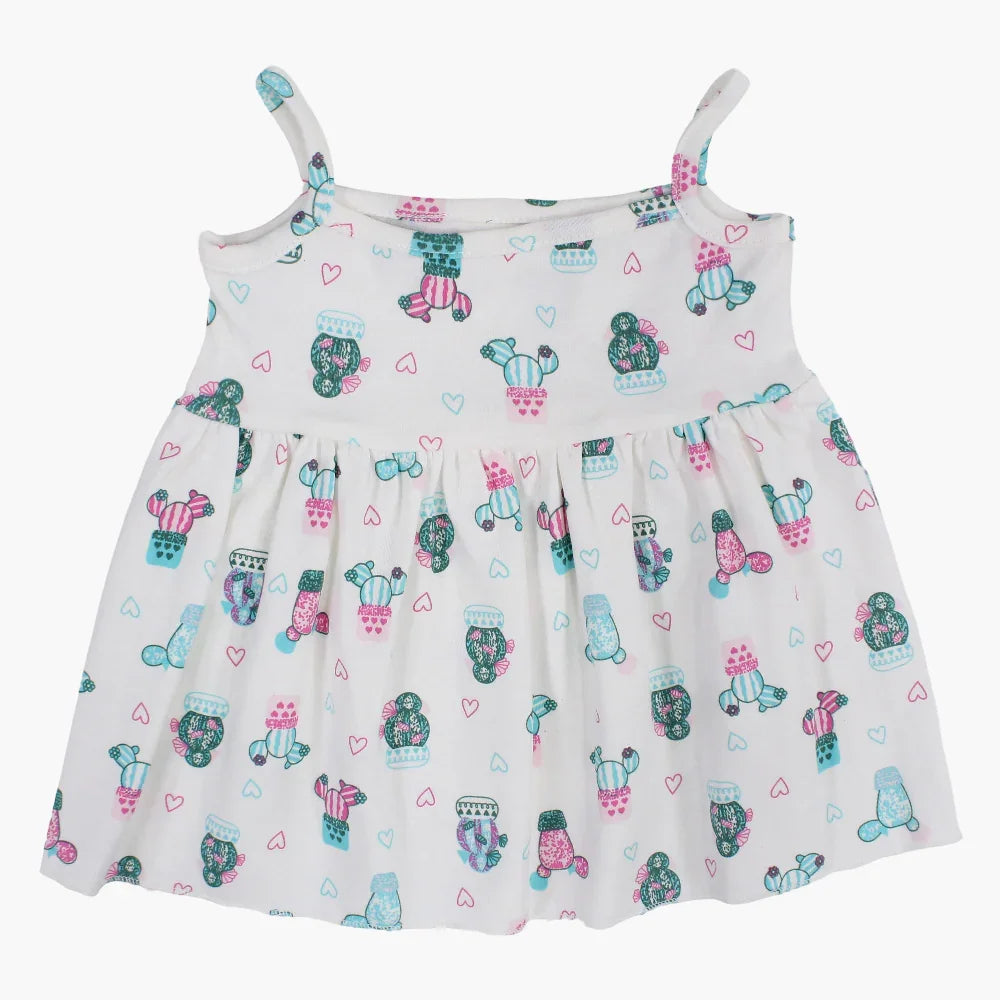 Baby Girls Cotton Dress – Off-White with Cactus Print - Clothing - Berceau