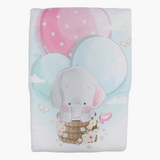 Baby Girls Cotton Duvet – Off-White & Pink with Elephant & Balloons Print