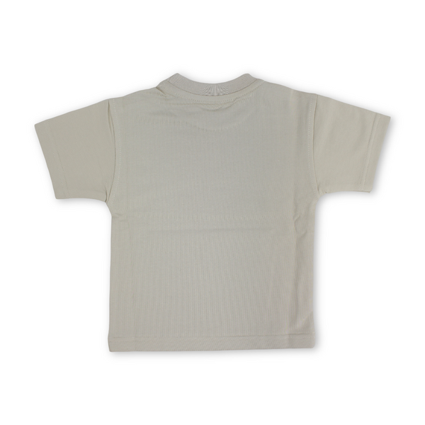 Baby Girls Cotton T-Shirt – Beige with Flower Pot Print