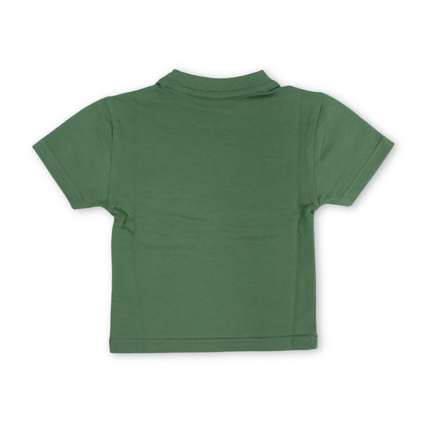 Baby Girls Cotton T-Shirt – Olive with Pot-Green Print