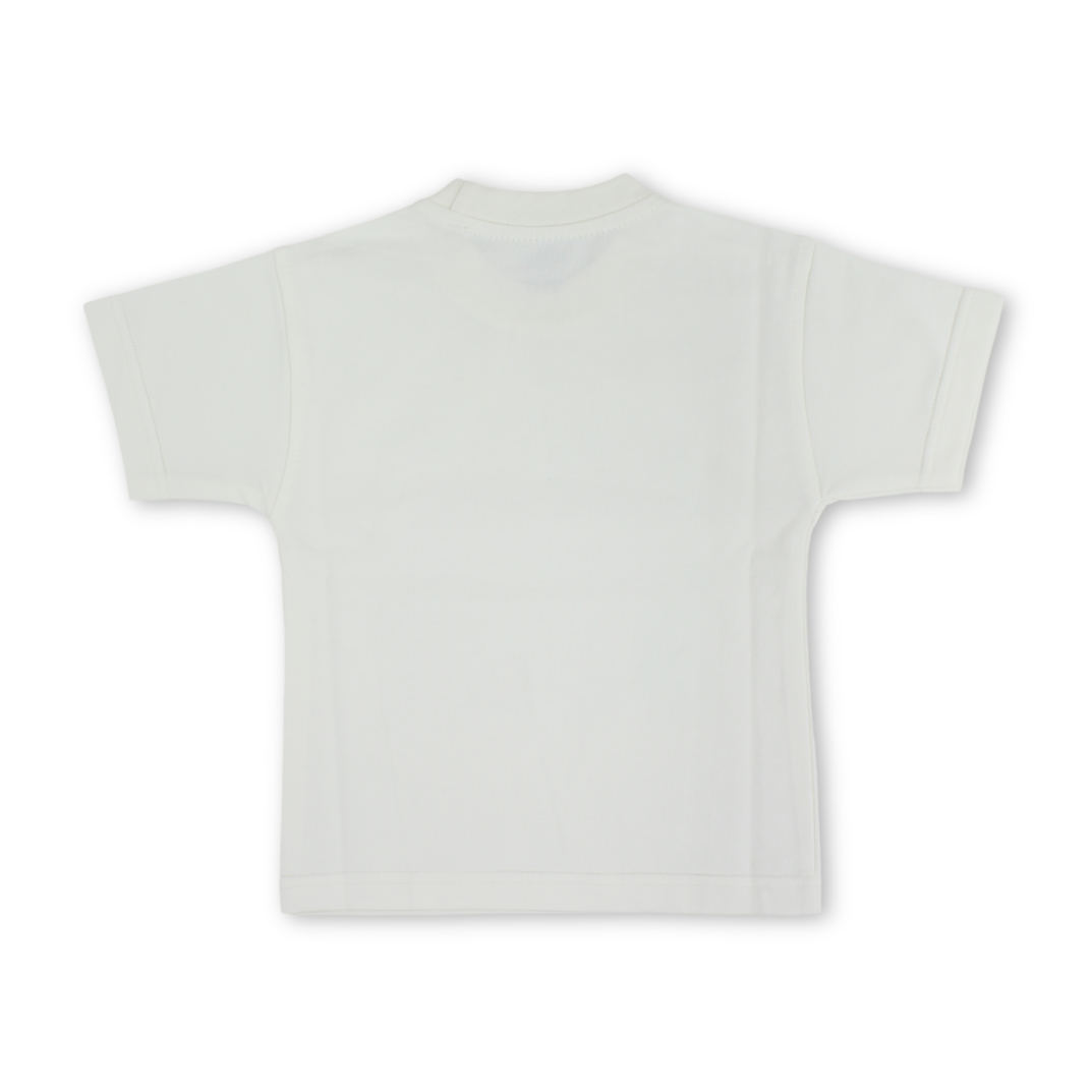 Baby Girls Cotton T-Shirt – Off-White with Flower Print