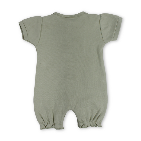 Baby Girls Cotton Romper – Mint with Mushroom Print