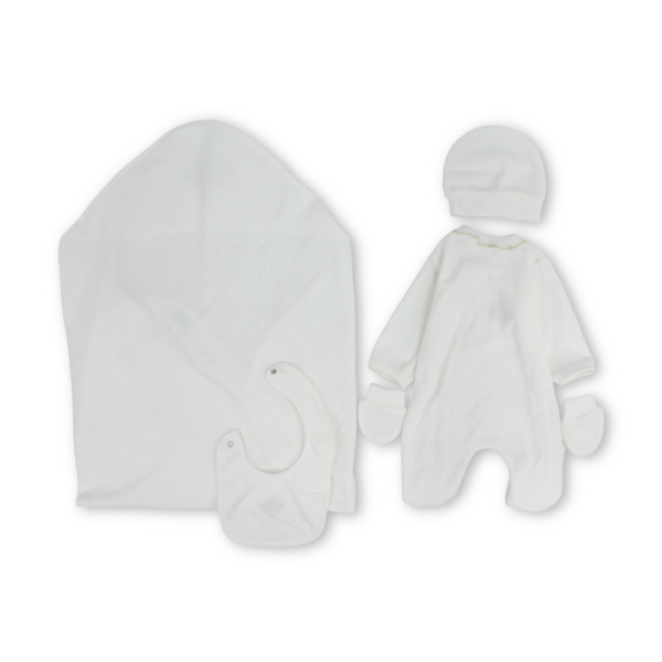 Unisex Baby Velvet Gift Clothes Box – White (5 Pcs)