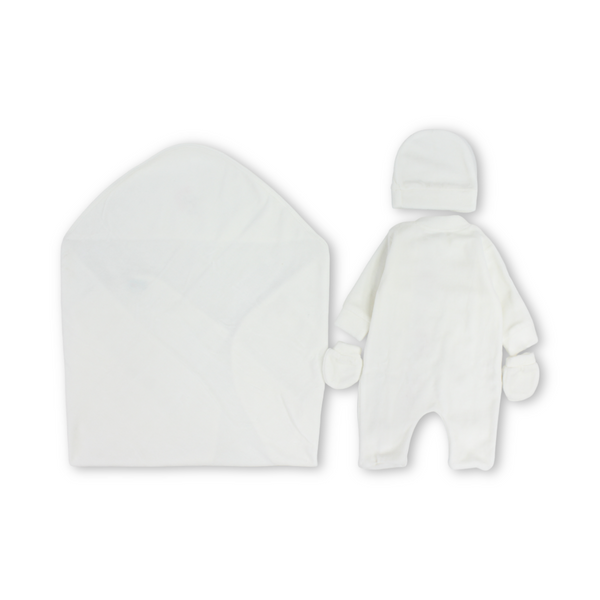 Baby Girls Velvet Gift Clothes Box – Off-White with Salmon Rose Embroidery