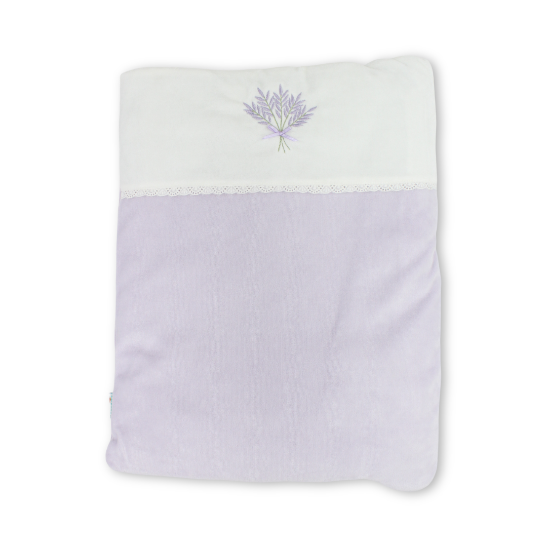 Velvet Baby Port – Lilac & White with Rose Embroidered
