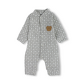 Baby Boys Cotton Footless Onesie – Grey with Teddy Bear Design