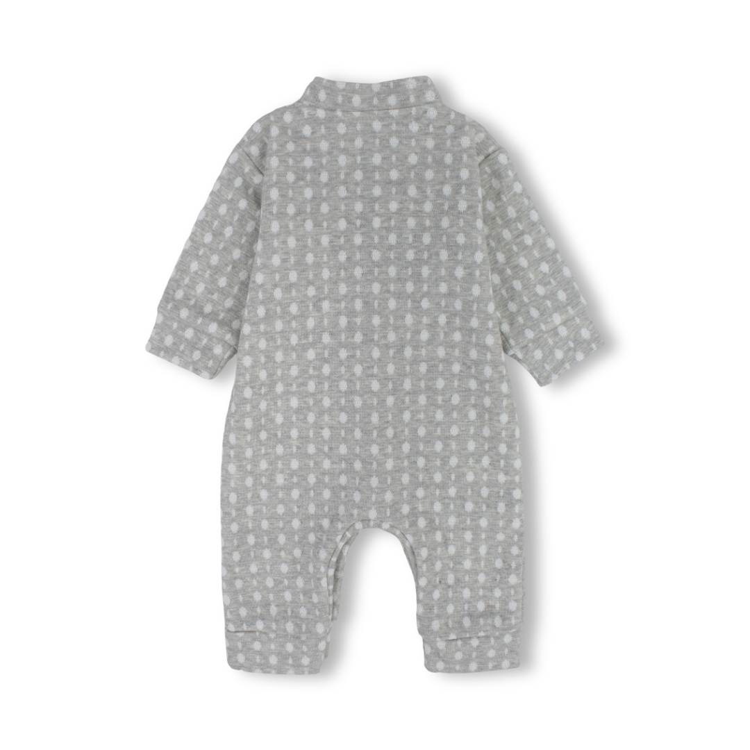 Baby Boys Cotton Footless Onesie – Grey with Teddy Bear Design