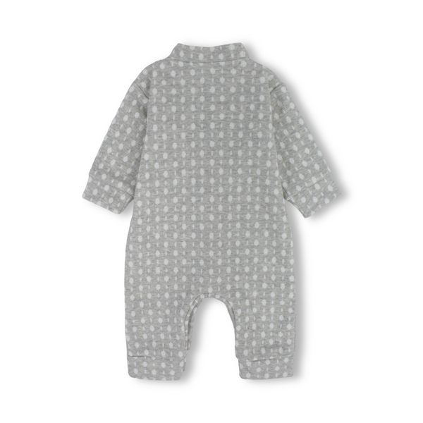 Baby Boys Cotton Footless Onesie – Grey with Teddy Bear Design