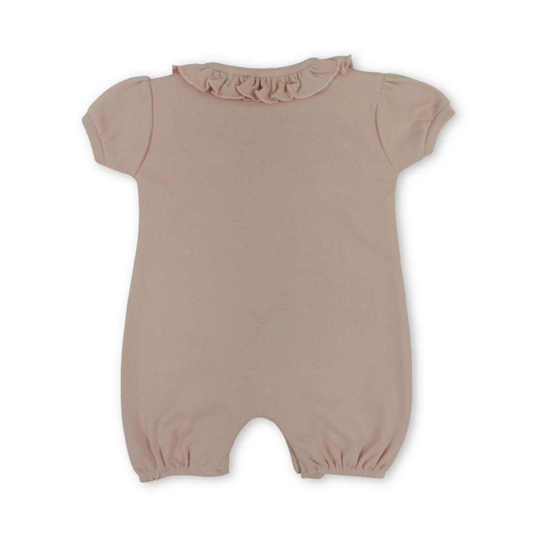 Baby Girls Cotton Romper – Dusty Pink with Rabbit Print