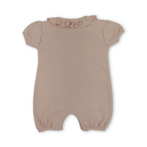 Baby Girls Cotton Romper – Dusty Pink with Rabbit Print