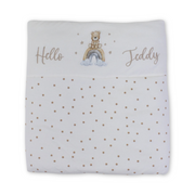 Cotton Baby Duvet – Off-White with "Hello Teddy" Embroidery