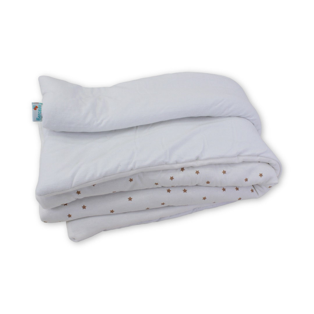 Cotton Baby Duvet – Off-White with "Hello Teddy" Embroidery