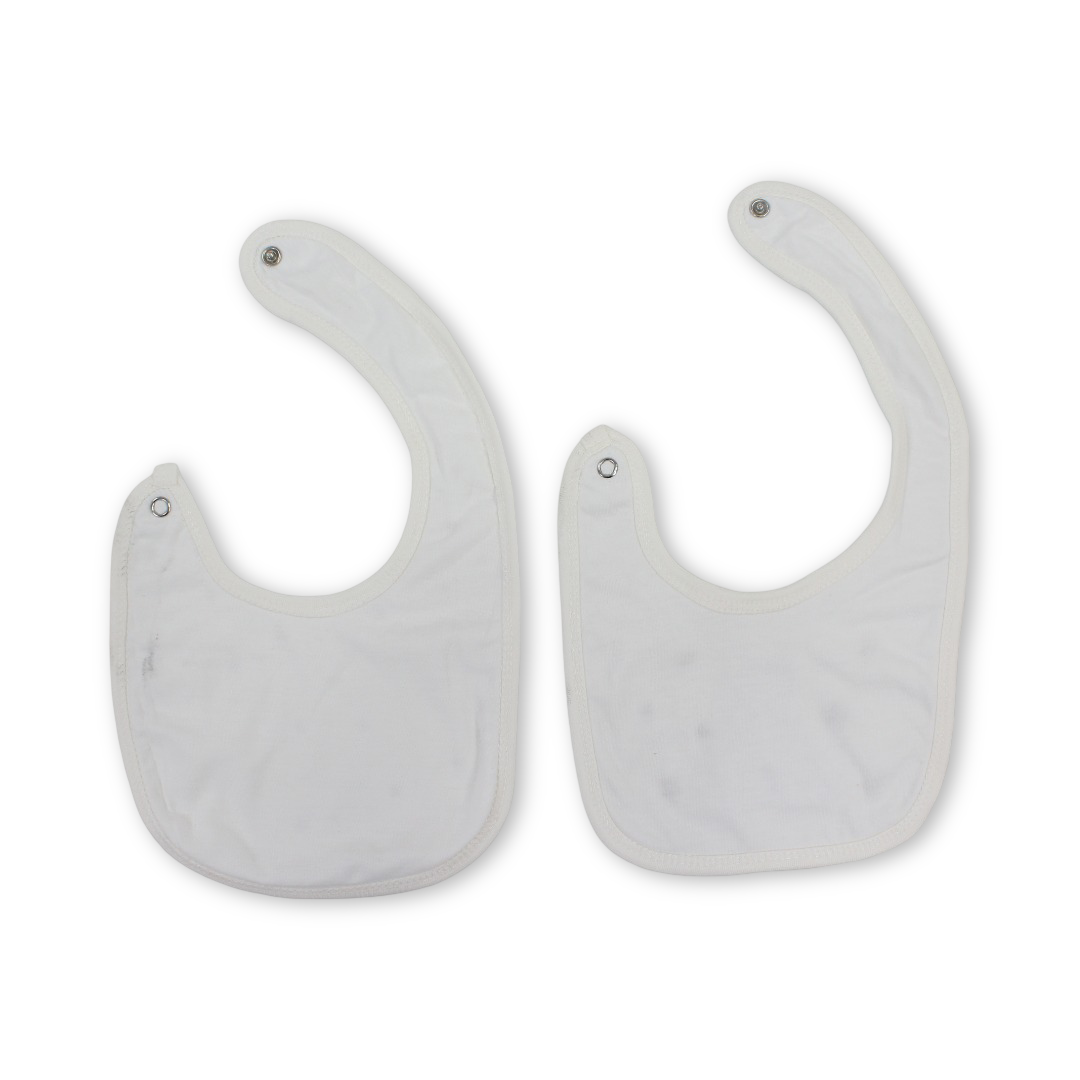 Cotton Baby Bib – Off-White with "Hello Teddy" Embroidery