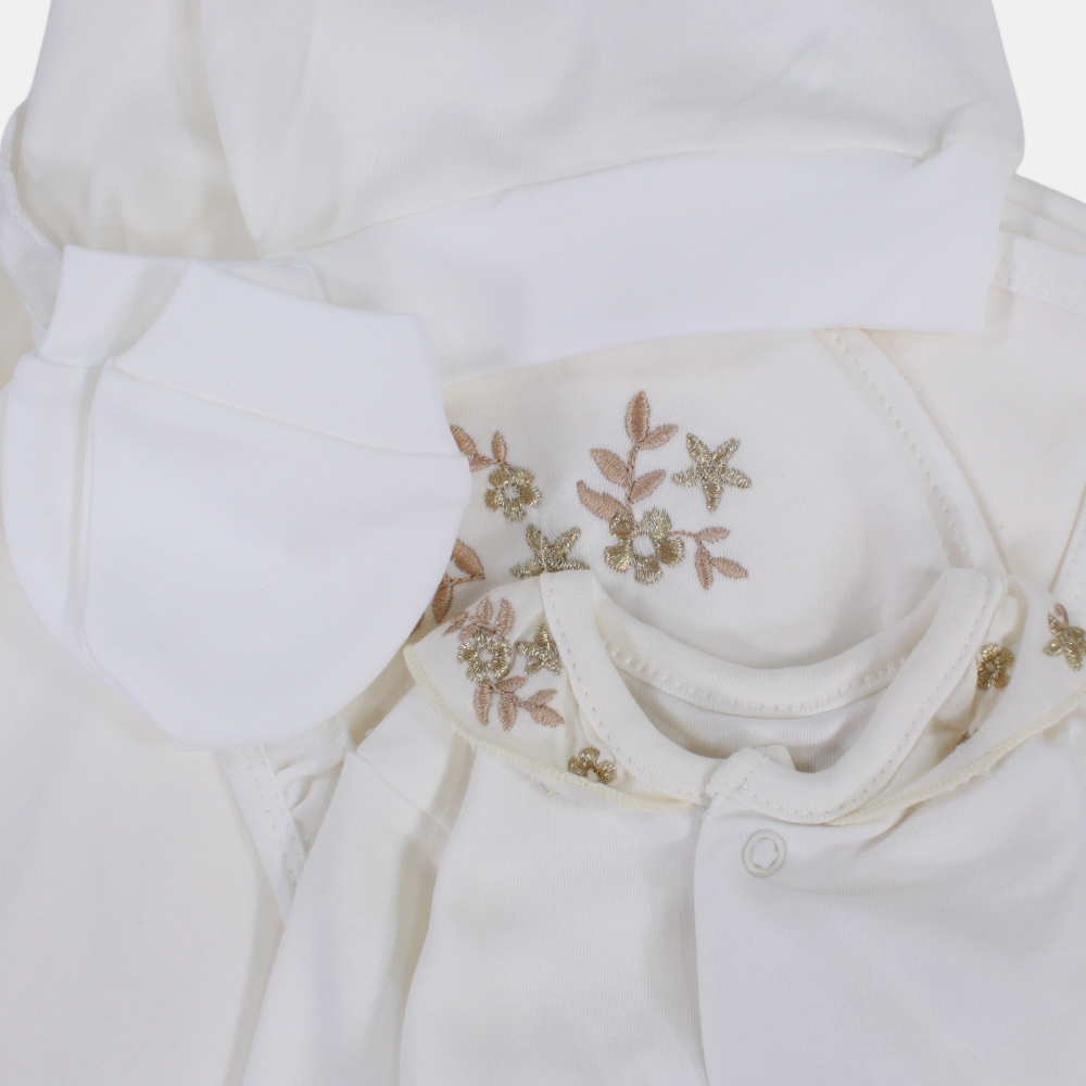 Baby Girls Baby Layette Set – Off-White Floral Set
