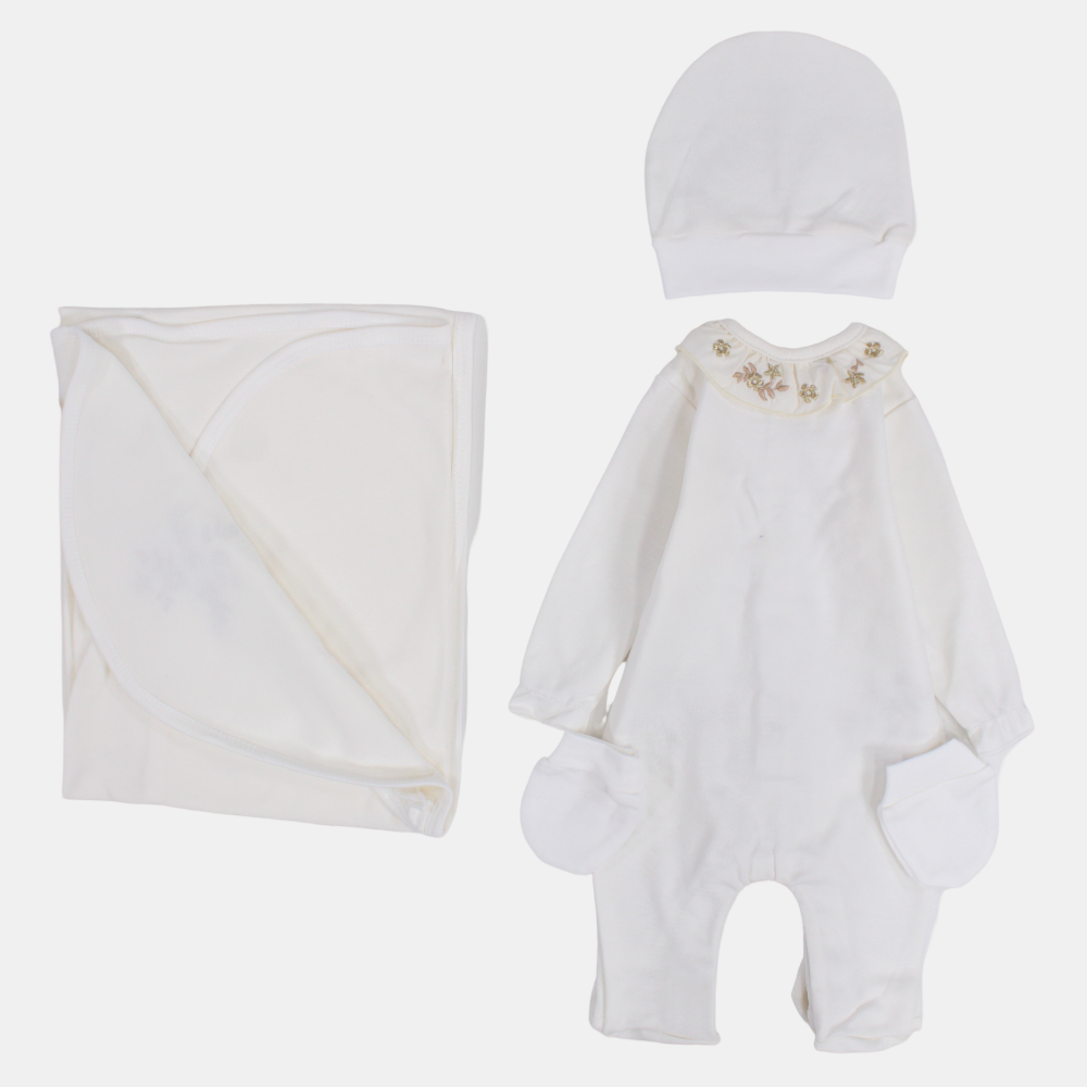 Baby Girls Baby Layette Set – Off-White Floral Set