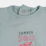 Baby Girls Cotton Romper – Mint with Summer Sea Friends Design