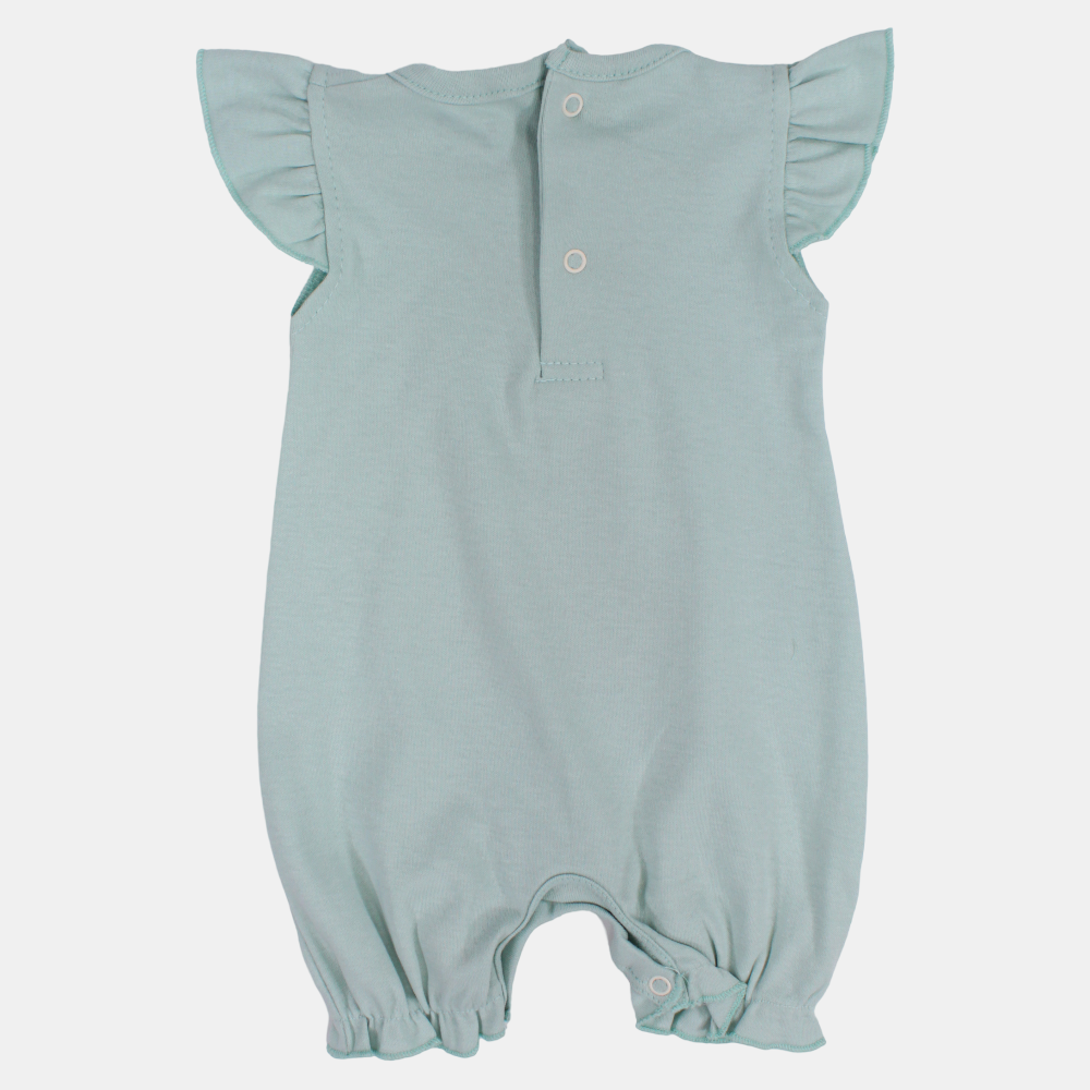 Baby Girls Cotton Romper – Mint with Summer Sea Friends Design