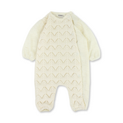 Baby Girls Linen Crochet Footless Onesie – Off-White