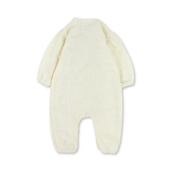Baby Girls Linen Crochet Footless Onesie – Off-White