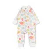 Baby Girls Cotton Footless Onesie – Off-White with Dots Print