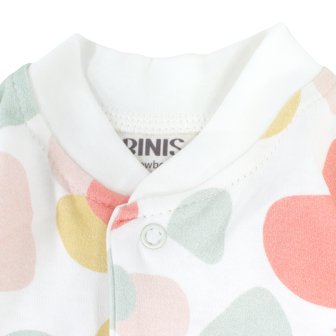 Baby Girls Cotton Footless Onesie – Off-White with Dots Print