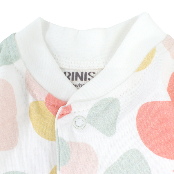 Baby Girls Cotton Footless Onesie – Off-White with Dots Print