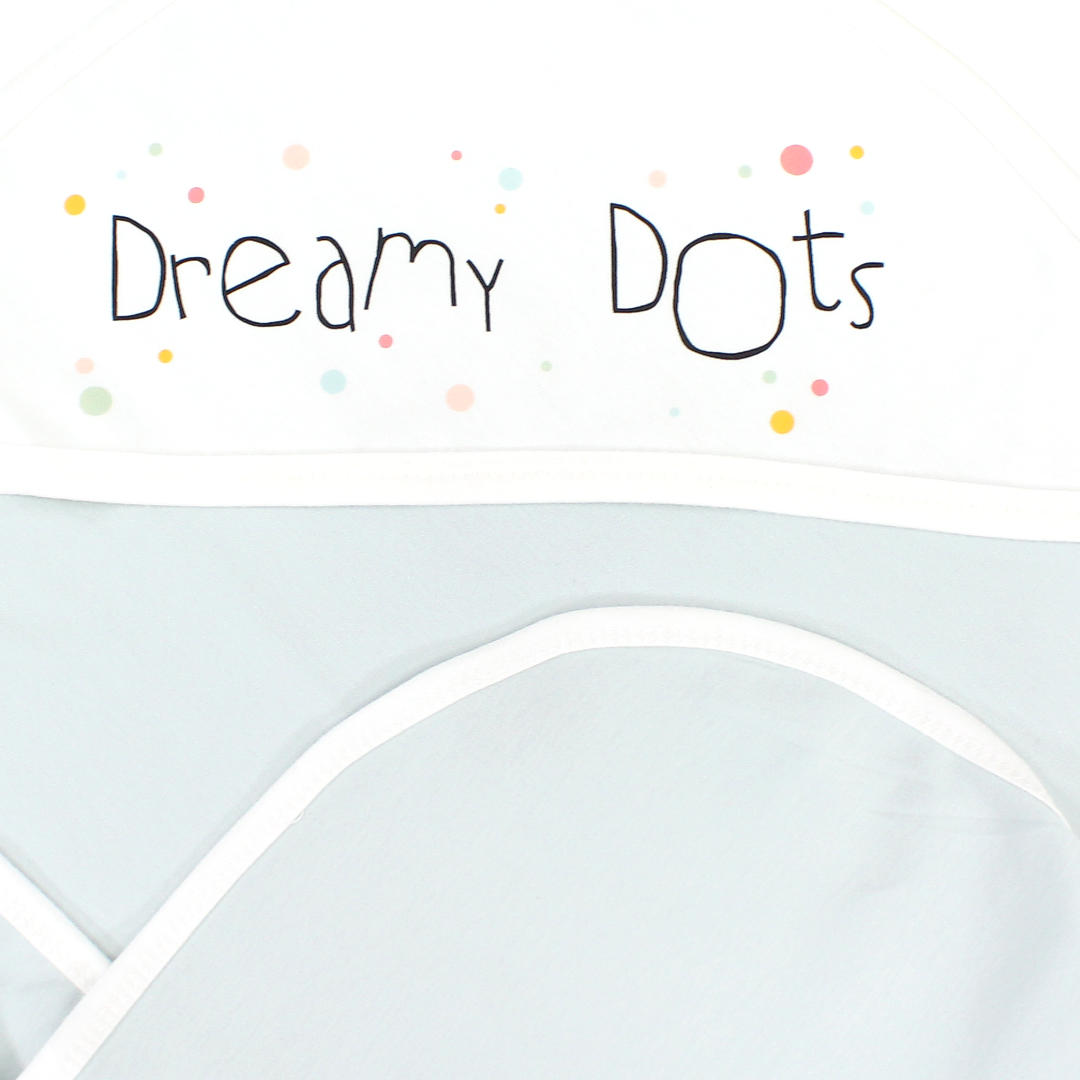 Cotton Baby Blanket – Mint & Off-White with "Dream Dots" Print