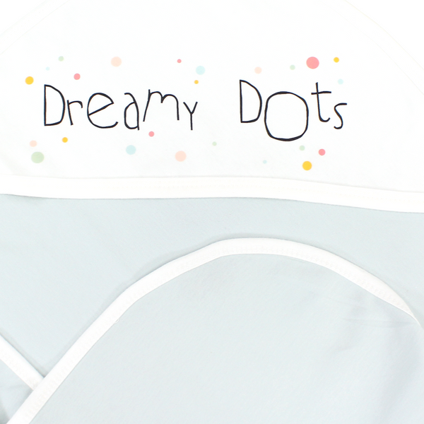 Cotton Baby Blanket – Mint & Off-White with "Dream Dots" Print