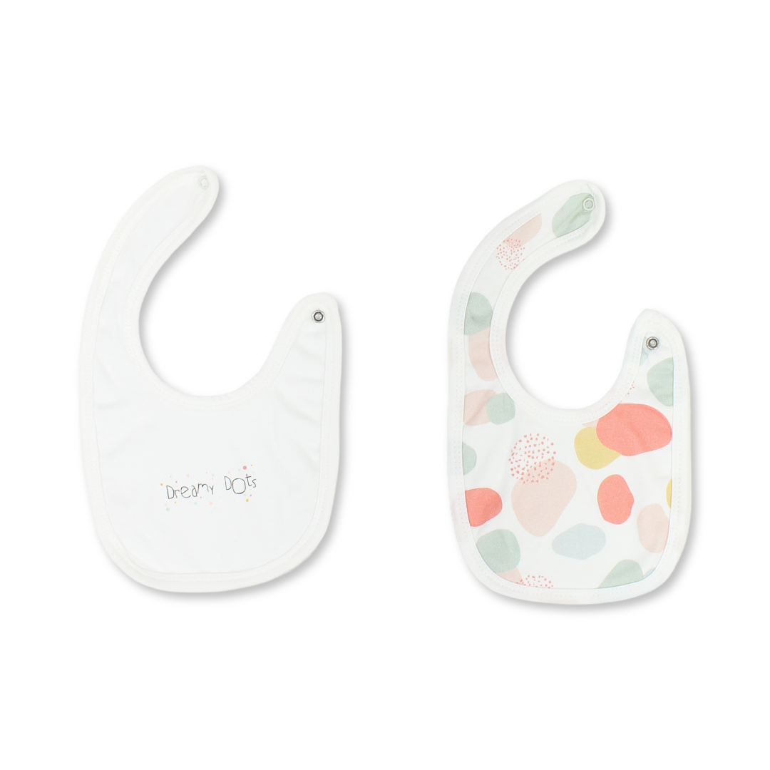 Cotton Bib – Off-White with "Dreamy Dots" Print