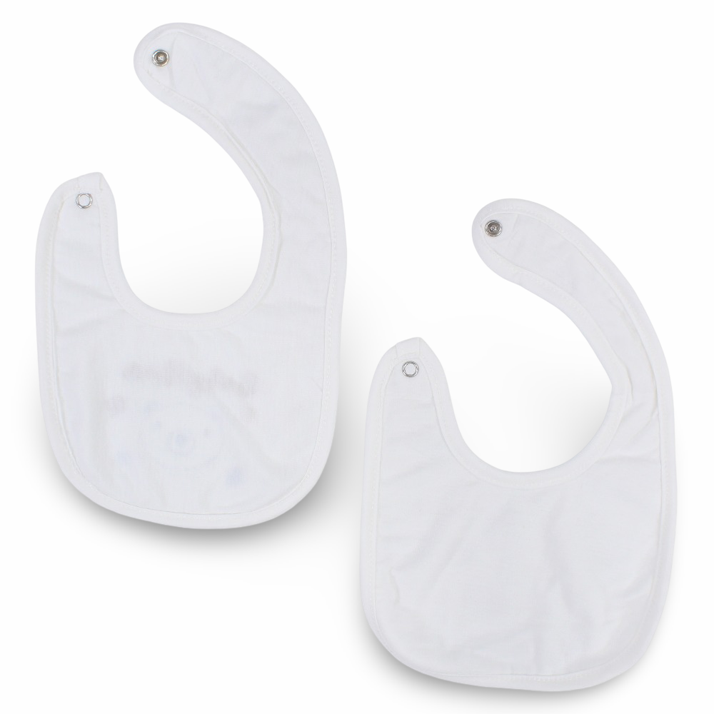 Pack of 2 – Velvet Baby Bib - Off White with Baby Bear Design