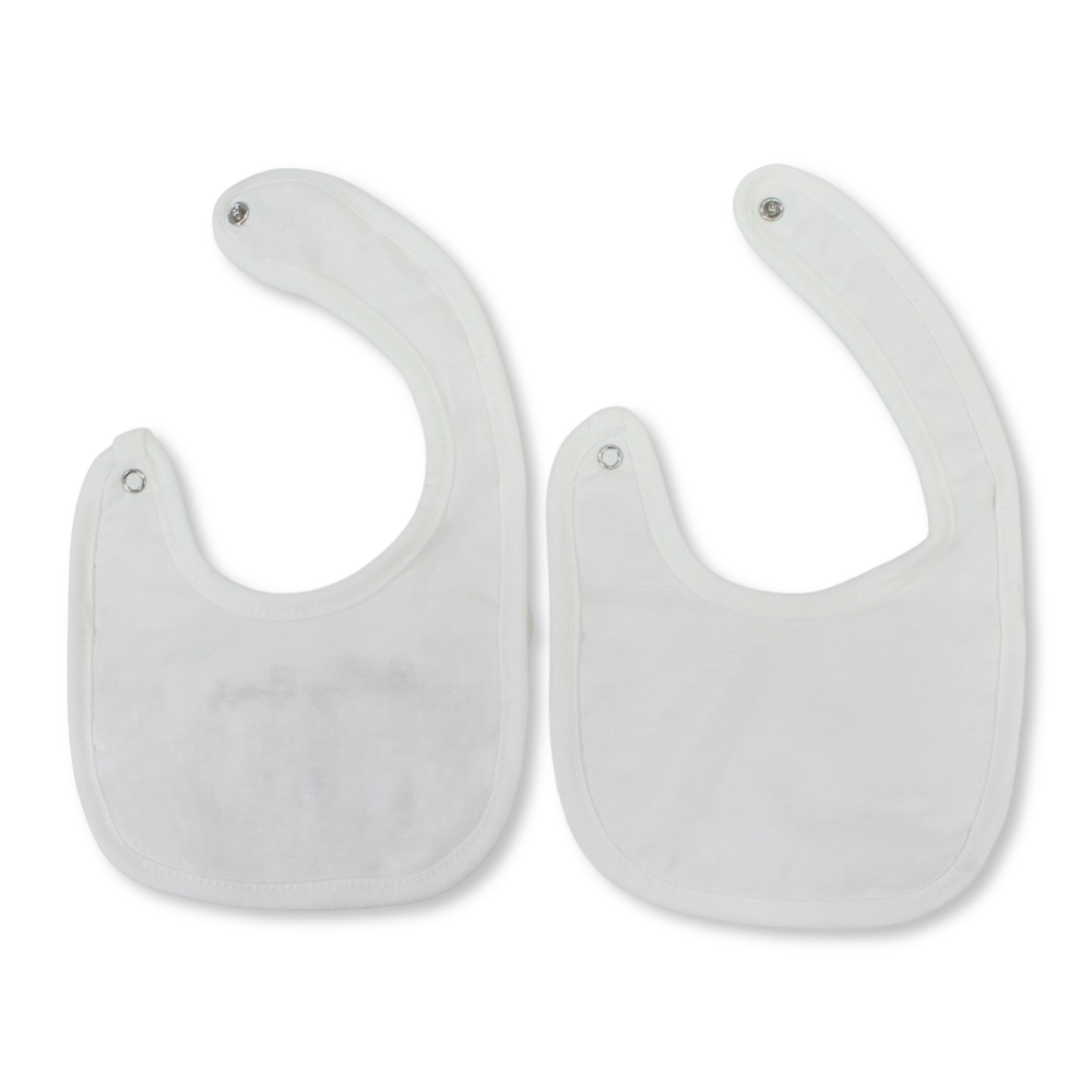 Pack of 2 – Velvet Baby Bib - Off White with Baby Bear Design