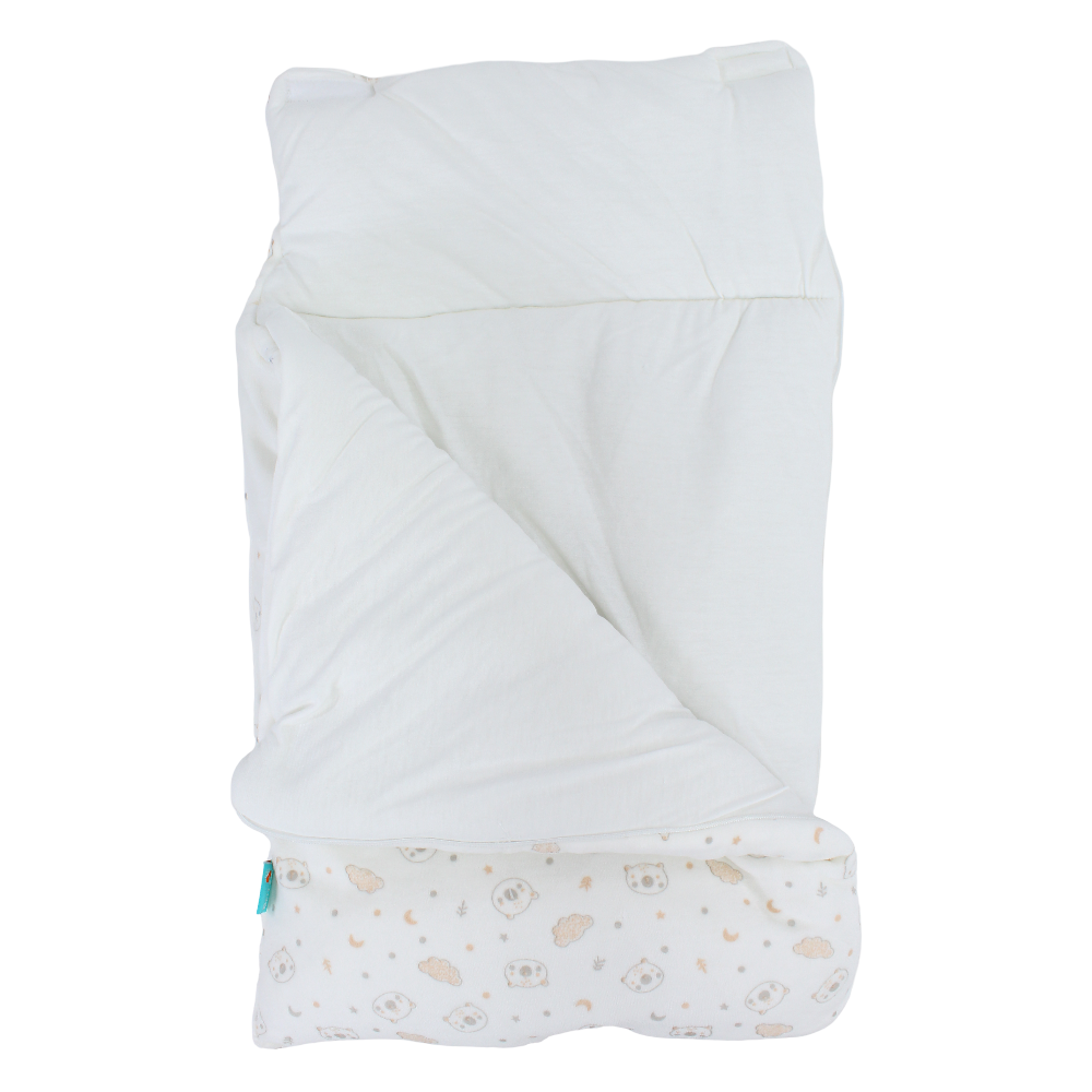 Unisex Baby Velvet Sleeping Bag – Off-White with Baby Bear Design