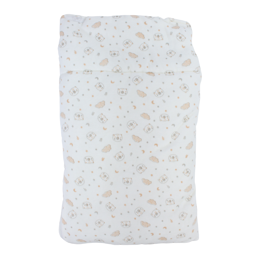 Unisex Baby Velvet Sleeping Bag – Off-White with Baby Bear Design
