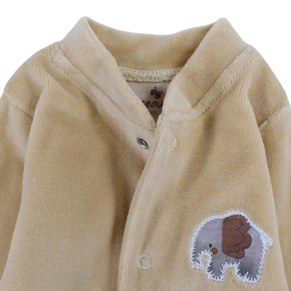 Baby Boys Velvet Baby Footie – Elephant Print