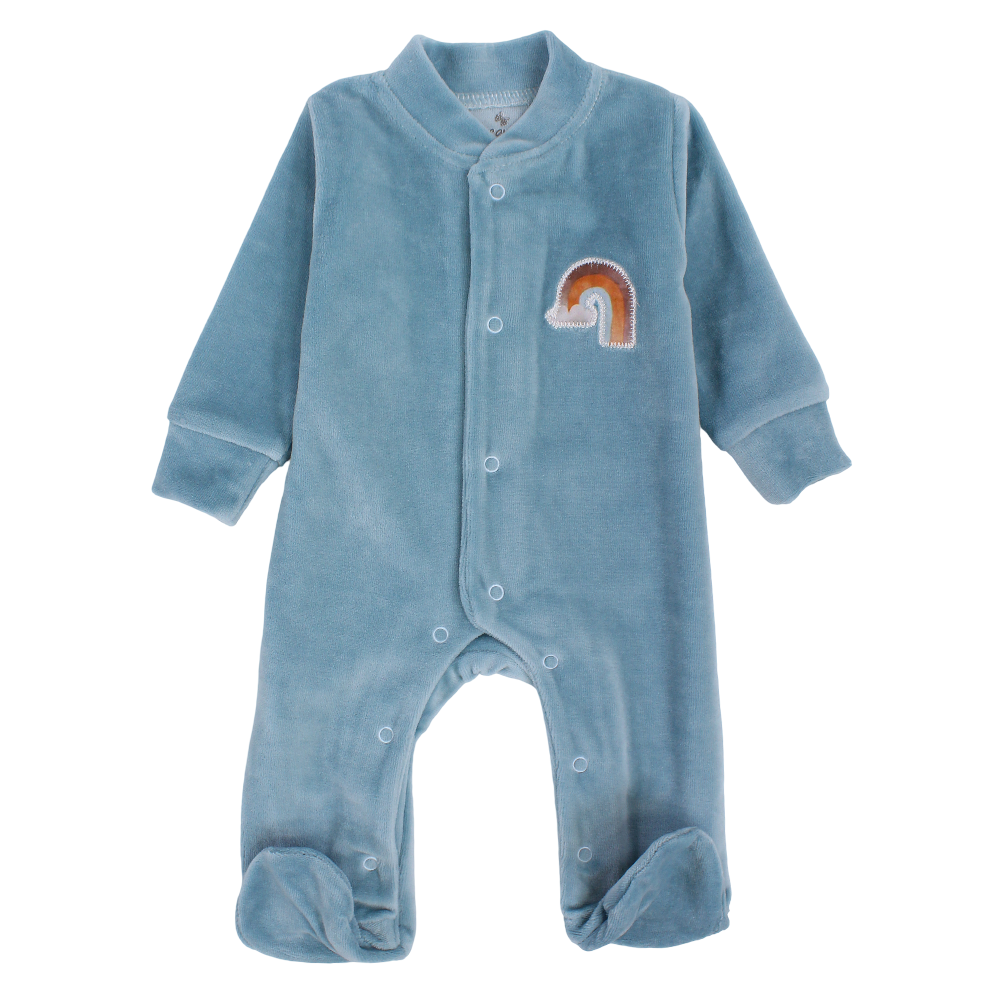 Baby Boys Velvet Baby Footie – Elephant Print